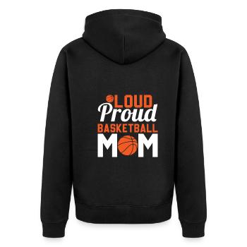 Laute Stolze Basketball-Mutter - Basketballer - Unisex Premium Bio Zip Hoodie - Schwarz - Hinten - Nico (187cm)