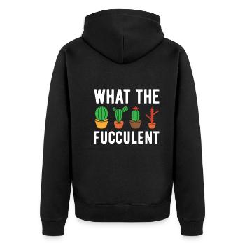 What The Fucculent - Funny Cactus - Unisex Premium Organic Zip Hoodie - black - Back - Nico (187cm)