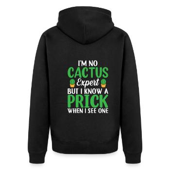 Ich Bin Kein Kakteenexperte - Lustiger Kaktus - Unisex Premium Bio Zip Hoodie - Schwarz - Hinten - Nico (187cm)