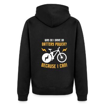 Elektrofahrrad Akku Batterie Fahrrad E-Bike - Unisex Premium Bio Zip Hoodie - Schwarz - Hinten - Nico (187cm)