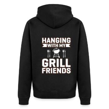 Passer du temps avec mes amis du barbecue - Grillades - Veste à capuche bio Premium Unisexe - noir - Dos - Nico (187cm)