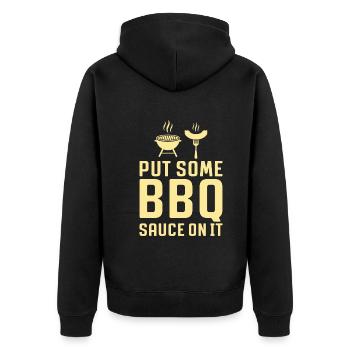 Lustiger Grill Spruch Für Die Barbecue Party - Unisex Premium Bio Zip Hoodie - Schwarz - Hinten - Nico (187cm)