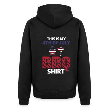 Das Ist Mein 4. Juli BBQ-Shirt - Unisex Premium Bio Zip Hoodie - Schwarz - Hinten - Nico (187cm)