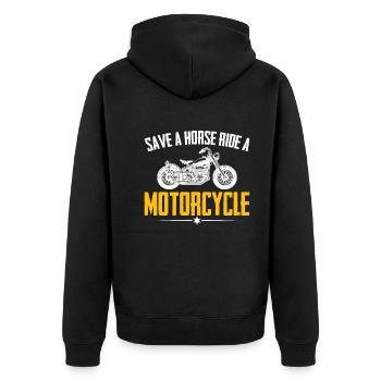 Fahren Sie Ein Motorrad Lustiges Motorrad - Unisex Premium Bio Zip Hoodie - Schwarz - Hinten - Nico (187cm)