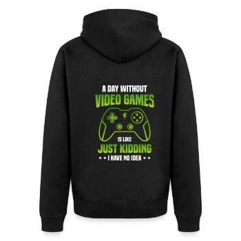 Controller Gamer Spielen Videospiel Joystick - Unisex Premium Bio Zip Hoodie - Schwarz - Hinten - Nico (187cm)
