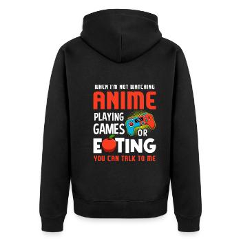 Anime Videospiele Games Essen Nicht Stören - Unisex Premium Bio Zip Hoodie - Schwarz - Hinten - Nico (187cm)