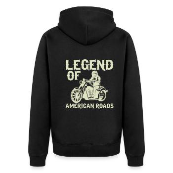 Legend of the American Roads - Unisex Premium Organic Zip Hoodie - black - Back - Nico (187cm)