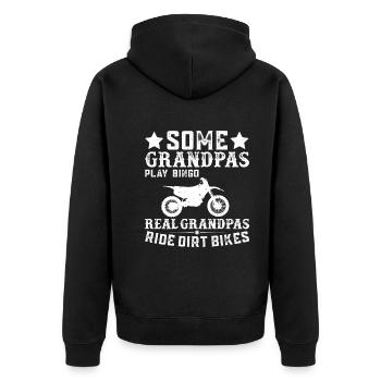 Einige Opas Spielen Bingo Mein Opa Ride Dirt Bikes - Unisex Premium Bio Zip Hoodie - Schwarz - Hinten - Nico (187cm)