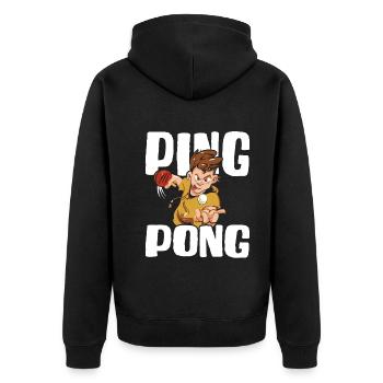 Table Tennis Pingpong Outfit Tischtennisspieler - Unisex Premium Bio Zip Hoodie - Schwarz - Hinten - Nico (187cm)