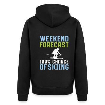 Wochenend Vorhersage 100% Chance Zum Skifahren - Unisex Premium Bio Zip Hoodie - Schwarz - Hinten - Nico (187cm)