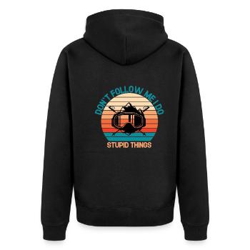 Folge Mir Nicht Ich Mache Dumme Dinge - Ski Spruch - Unisex Premium Bio Zip Hoodie - Schwarz - Hinten - Nico (187cm)