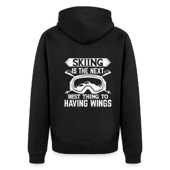 Skifahren Ist Das Nächstbeste Ding - Skifahrer - Unisex Premium Bio Zip Hoodie - Schwarz - Hinten - Nico (187cm)