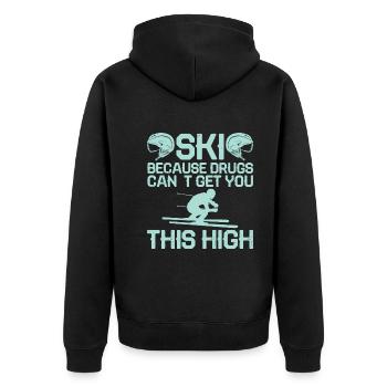 Skifahren Weil Drogen Nicht So High Machen Können - Unisex Premium Bio Zip Hoodie - Schwarz - Hinten - Nico (187cm)