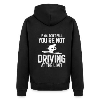 Wenn Sie Nicht Fallen Fahren Sie Nicht Am Limit - Unisex Premium Bio Zip Hoodie - Schwarz - Hinten - Nico (187cm)