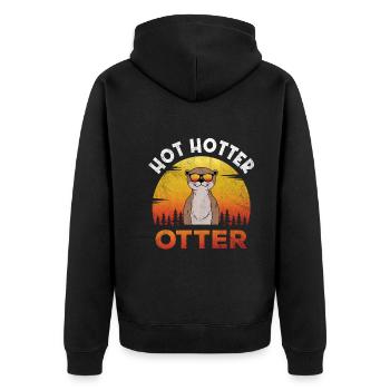 Hot Hotter Otter Wortspiel Doppelbedeutung Otter - Unisex Premium Bio Zip Hoodie - Schwarz - Hinten - Nico (187cm)
