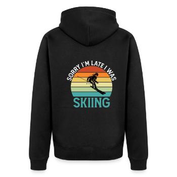 Entschuldigung Ich Bin Spät Ich War Skifahren Ski - Unisex Premium Bio Zip Hoodie - Schwarz - Hinten - Nico (187cm)