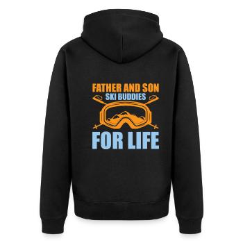 Vater Und Sohn Ski Freunde Fürs Leben - Vater - Unisex Premium Bio Zip Hoodie - Schwarz - Hinten - Nico (187cm)
