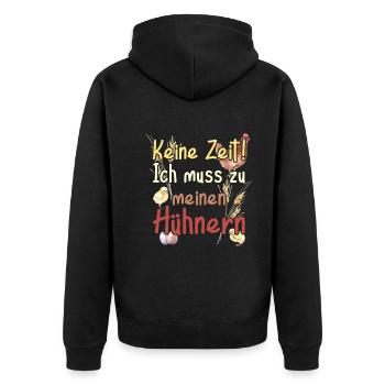Vintage Farmhouse No time has to go to chickens - Unisex Premium Organic Zip Hoodie - black - Back - Nico (187cm)