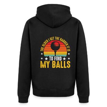 Je Älter Ich Werde Desto Schwieriger Ist Es - Golf - Unisex Premium Bio Zip Hoodie - Schwarz - Hinten - Nico (187cm)