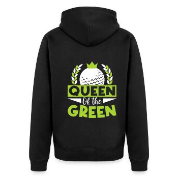 Queen of Green - Golf - Unisex Premium Organic Zip Hoodie - black - Back - Nico (187cm)