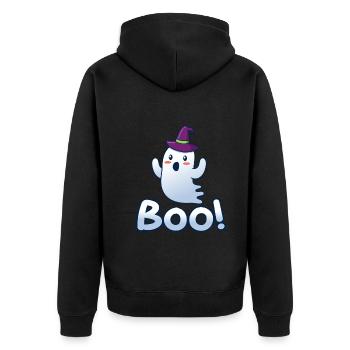 Kleiner Geist Geisterstunde Halloween Gespenst - Unisex Premium Bio Zip Hoodie - Schwarz - Hinten - Nico (187cm)