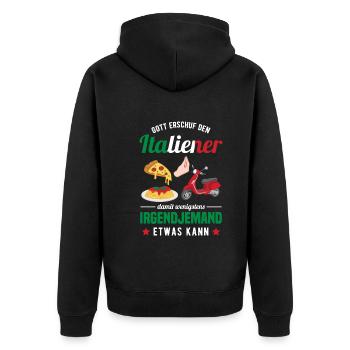 Italien Italiener Spaghetti Italienische Pizza - Unisex Premium Bio Zip Hoodie - Schwarz - Hinten - Nico (187cm)