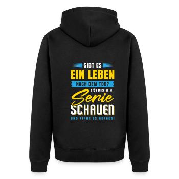 TV Schauen Film Abend Serie Gucken Serie - Unisex Premium Bio Zip Hoodie - Schwarz - Hinten - Nico (187cm)