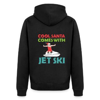 Cooler Weihnachtsmann Kommt Mit Jetski - Christmas - Unisex Premium Bio Zip Hoodie - Schwarz - Hinten - Nico (187cm)