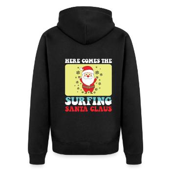 Voici le Surfing Santa Claus - Noël - Veste à capuche bio Premium Unisexe - noir - Dos - Nico (187cm)