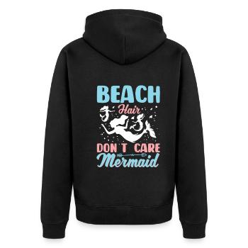 Beach hair doesn't care about mermaid - Unisex Premium Organic Zip Hoodie - black - Back - Nico (187cm)
