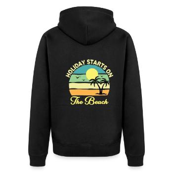 Der Urlaub Beginnt Am Strand - Sommerferien - Unisex Premium Bio Zip Hoodie - Schwarz - Hinten - Nico (187cm)