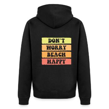 Don't worry be happy - summer beach - Unisex Premium Organic Zip Hoodie - black - Back - Nico (187cm)