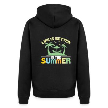Life is better in summer - summer holidays - Unisex Premium Organic Zip Hoodie - black - Back - Nico (187cm)