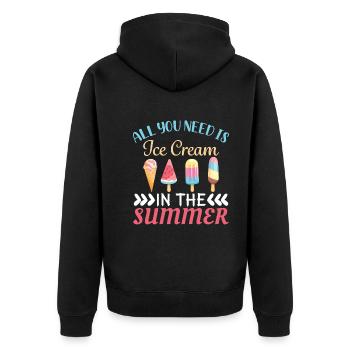All you need is ice cream in summer - Unisex Premium Organic Zip Hoodie - black - Back - Nico (187cm)
