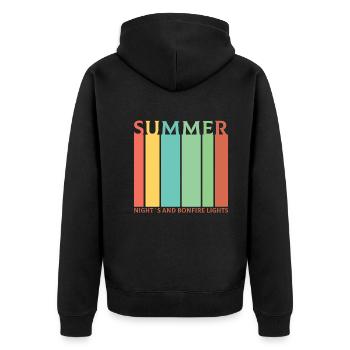 Summer Night's and Bonfire Lights Summer Holidays - Unisex Premium Organic Zip Hoodie - black - Back - Nico (187cm)