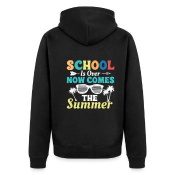 Die Schule Ist Jetzt Vorbei Jetzt Kommt Der Sommer - Unisex Premium Bio Zip Hoodie - Schwarz - Hinten - Nico (187cm)