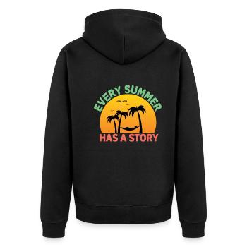 Every summer has a story - sunset - Unisex Premium Organic Zip Hoodie - black - Back - Nico (187cm)