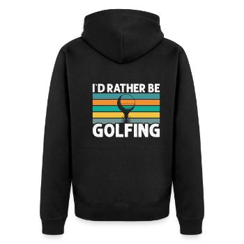 Ich Wäre Lieber Golfen - Golfer - Unisex Premium Bio Zip Hoodie - Schwarz - Hinten - Nico (187cm)