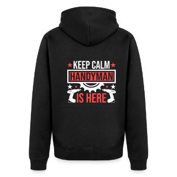 Bleib Ruhig Der Handwerker Ist Da - Hausarbeiter - Unisex Premium Bio Zip Hoodie - Schwarz - Hinten - Nico (187cm)