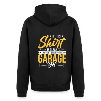 Wenn Dieses Hemd Sauber Ist, War Ich Noch Nicht - Unisex Premium Bio Zip Hoodie - Schwarz - Hinten - Nico (187cm)