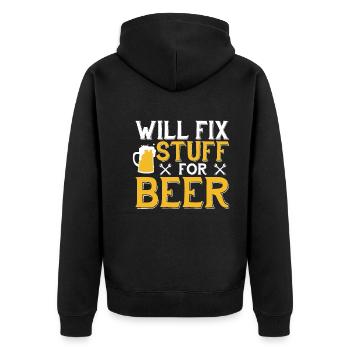 I will fix stuff for beer - craftsmen - Unisex Premium Organic Zip Hoodie - black - Back - Nico (187cm)