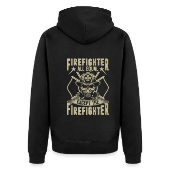 Firefighter all the same except the firefighter - Unisex Premium Organic Zip Hoodie - black - Back - Nico (187cm)