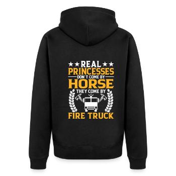 Echte Prinzessinnen Kommen Nicht Mit Einem Pferd - Unisex Premium Bio Zip Hoodie - Schwarz - Hinten - Nico (187cm)