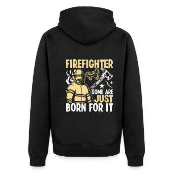 Feuerwehrmann Einige Sind Nur Dafür Geboren - Unisex Premium Bio Zip Hoodie - Schwarz - Hinten - Nico (187cm)