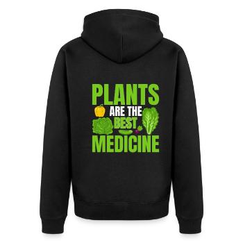 Plants are the best medicine - vegetarians - Unisex Premium Organic Zip Hoodie - black - Back - Nico (187cm)