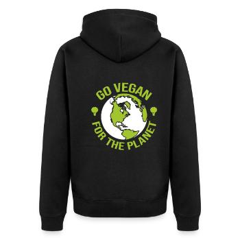 Devenez végétalien pour la planète - Activiste - Veste à capuche bio Premium Unisexe - noir - Dos - Nico (187cm)