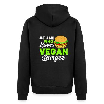 Nur Ein Mädchen Das Vegane Burger Liebt Vegan Girl - Unisex Premium Bio Zip Hoodie - Schwarz - Hinten - Nico (187cm)