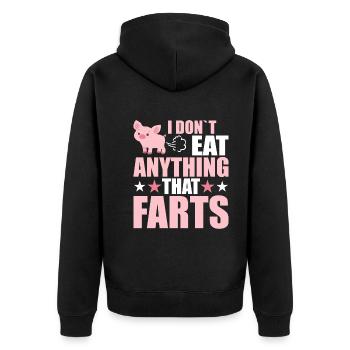 Ich Esse Nichts Was Furzt - Lustig Vegan - Unisex Premium Bio Zip Hoodie - Schwarz - Hinten - Nico (187cm)
