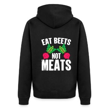 Beets Don't Eat Meat - Funny Vegan - Unisex Premium Organic Zip Hoodie - black - Back - Nico (187cm)