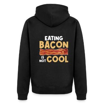 Eating bacon is not cool – vegan - Unisex Premium Organic Zip Hoodie - black - Back - Nico (187cm)